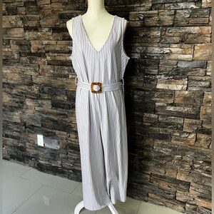 ASOS grey and White Striped romper. With matching belt in the middle.